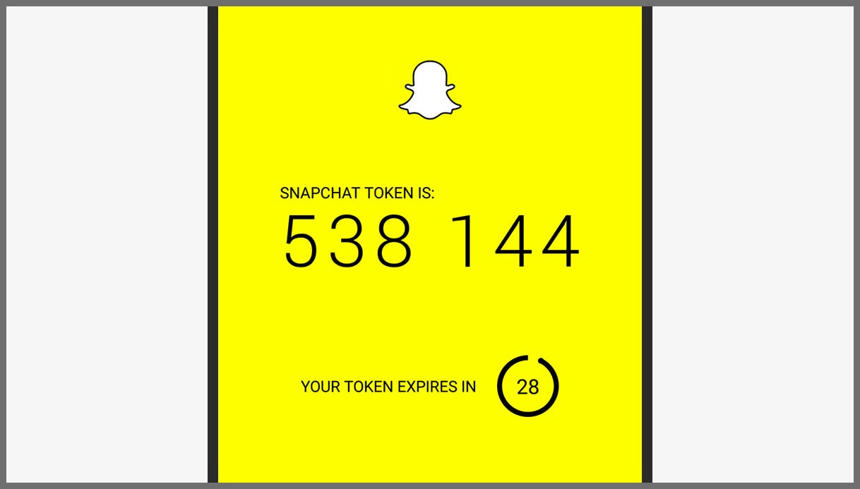 screenshot of Authy snapchat token page