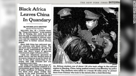 Coverage in the New York Times of the Nanjing accident in 1988.