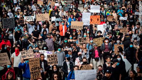 Thousands of people gather for a peaceful demonstration to protest racism in Vancouver on May 31st.
