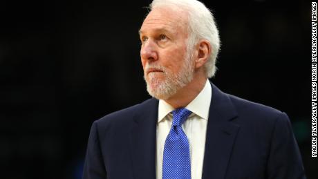 Popovich observes during the game against the Boston Celtics.