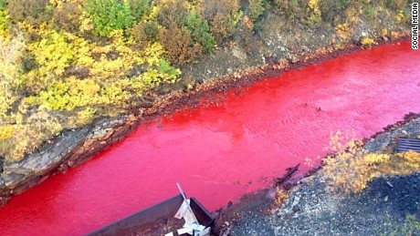Crimson Tide: Residents were stunned when the Russian river turns red