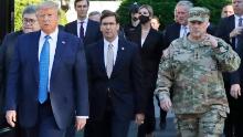 Gen. Mark Milley, chairman of the Joint Chiefs of Staff, right, has since called his presence at Trump&#39;s St. John&#39;s Church walk &quot;a mistake&quot;.