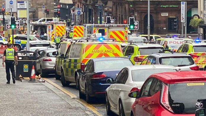 Police descend on Glasgow city center after reports police officer stabbed