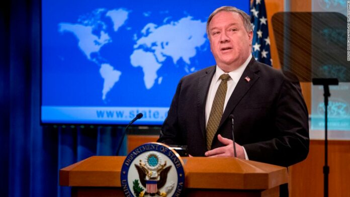 US Secretary of State Mike Pompeo speaks during a news conference at the State Department in Washington,DC on June 10, 2020.