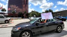 Teachers were protesting outside Florida&#39;s Orange County Public Schools headquarters on Tuesday.