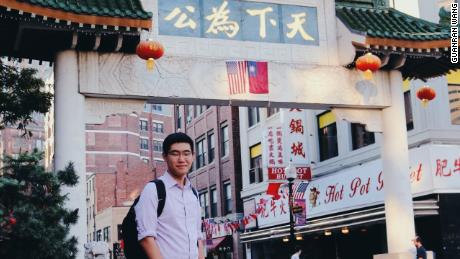 Tianyu Fang in Boston&#39;s Chinatown. Fang completed his high school in the Boston area. 
