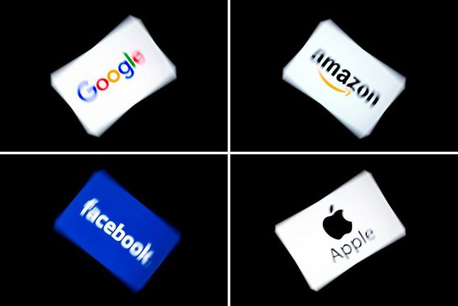 Logos of Google, Amazon, Apple and Facebook