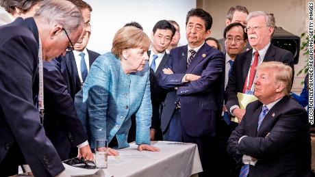 After a rancorous G7 summit in 2018 in Canada and a &quot;somewhat depressing&quot; outcome, Merkel&#39;s office released this photo.