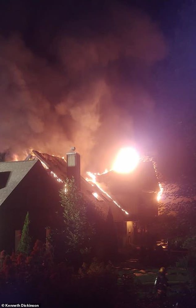 Fire fighters were on scene at the upstate New York home from around 7:30pm on Sunday