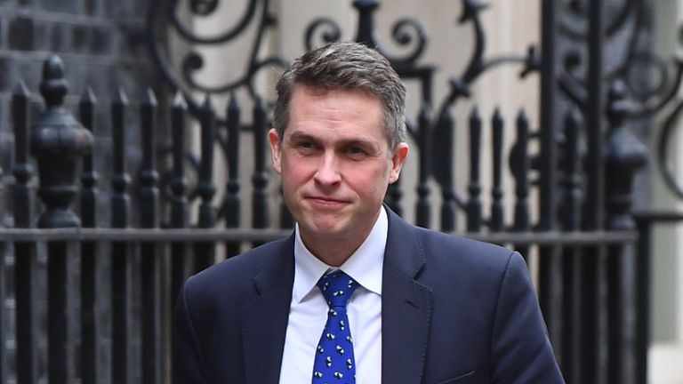 Education Secretary Gavin Williamson in Downing Street following a cabinet meeting ahead of the Budget.