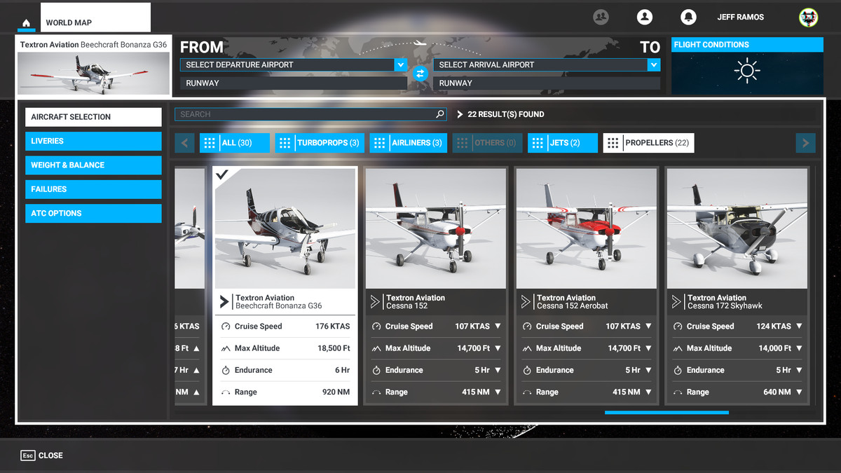 Propeller planes in Microsoft Flight Simulator