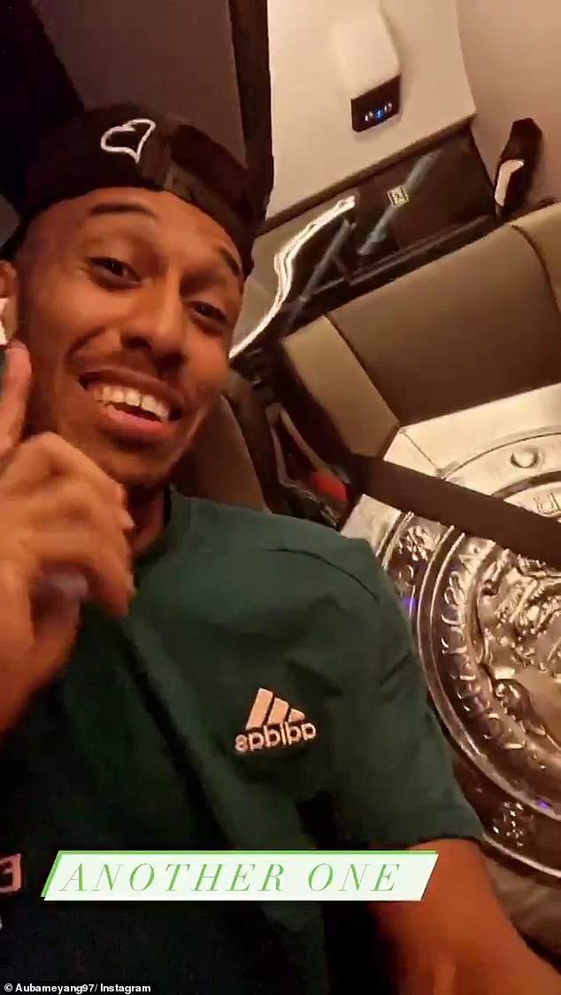 Pierre-Emerick Aubameyang showed it was safety first as he strapped in the Community Shield