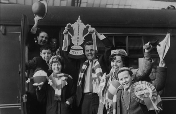 Liverpool fans head to the 1965 FA Cup final against Leeds