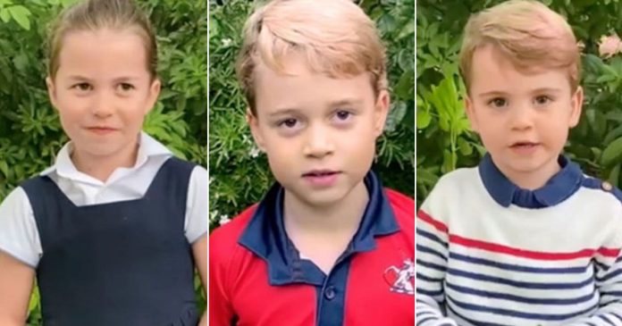 Adorable George, Charlotte and Lewis speak on camera while they quiz David Attenborough

