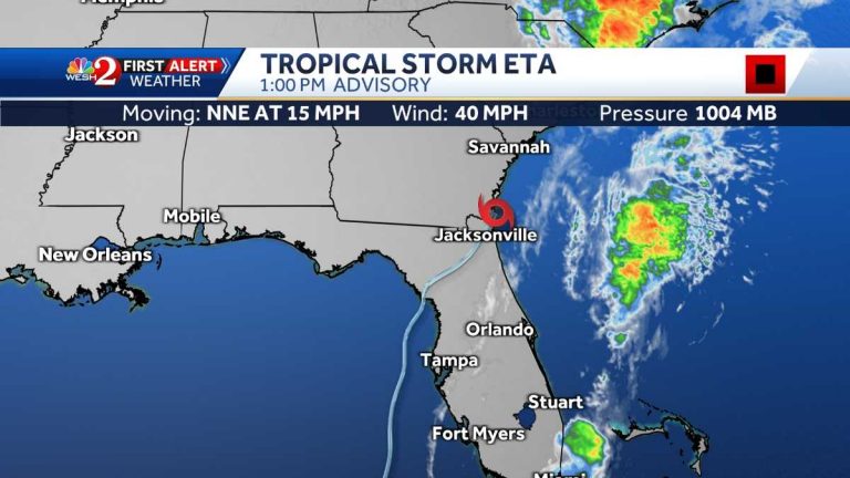 Eta Landfall is the fourth tropical storm in Florida