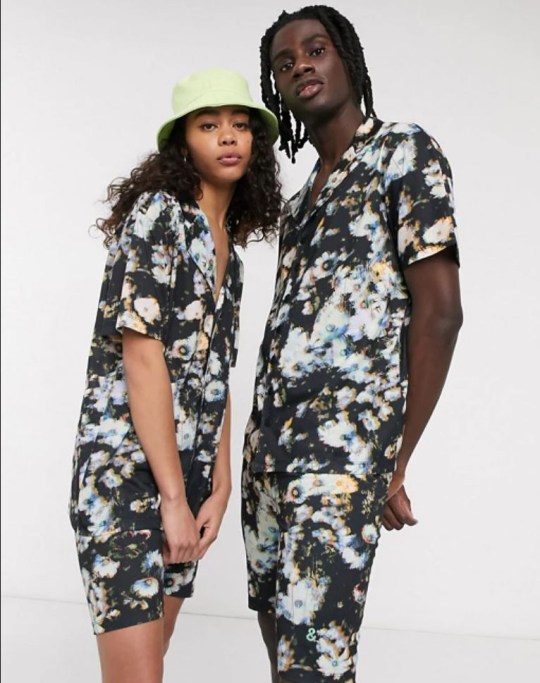 Men and Women Modeling Gender Neutral Fashion by Asos, Floral Shorts and Shirts. 