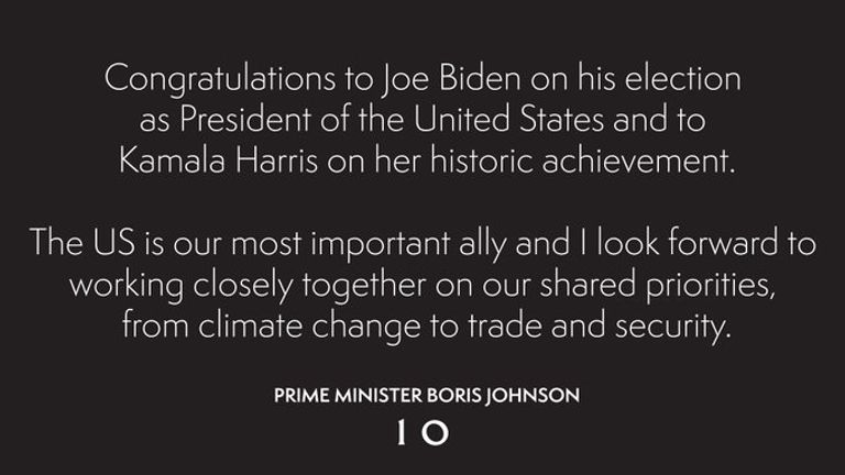 The Prime Minister tweeted Joe Biden