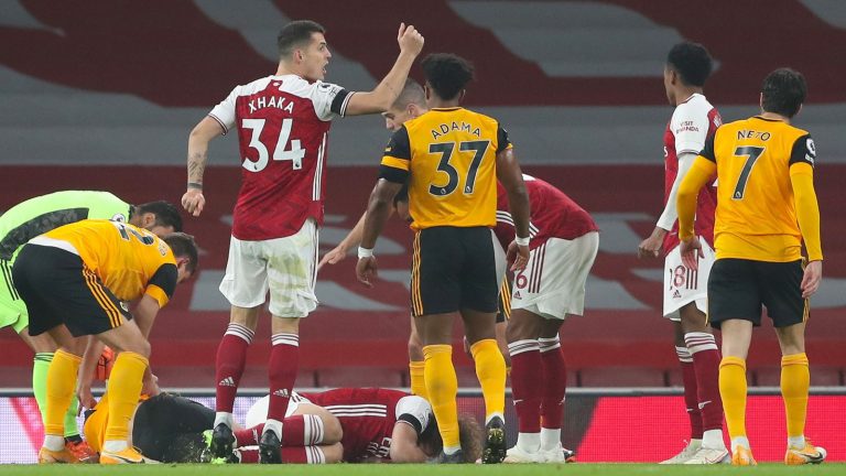 Raul Jimenez: Wolves striker pulled out after head-to-head clash with David Luiz