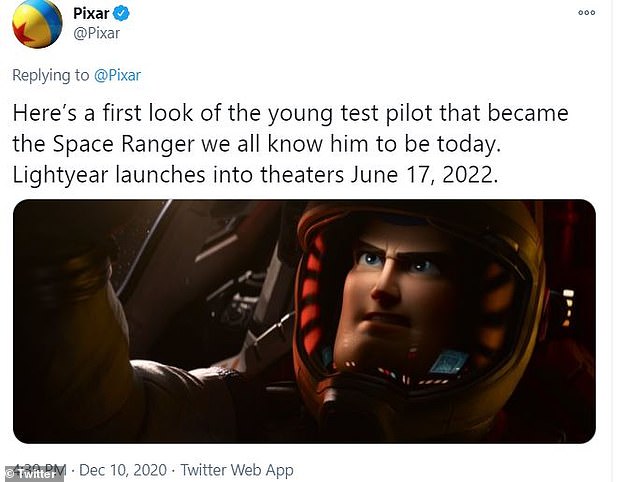It goes: In a First Look photo, Pixar tweeted Thursday that the CGI Buzz can be seen and seen with certainty as it pilots a spaceship.