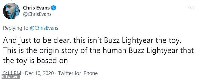 Details: Tim's version of Buzz Lightwire is not an astronaut himself, but a toy of the character, while Chris is playing the role of a real man.