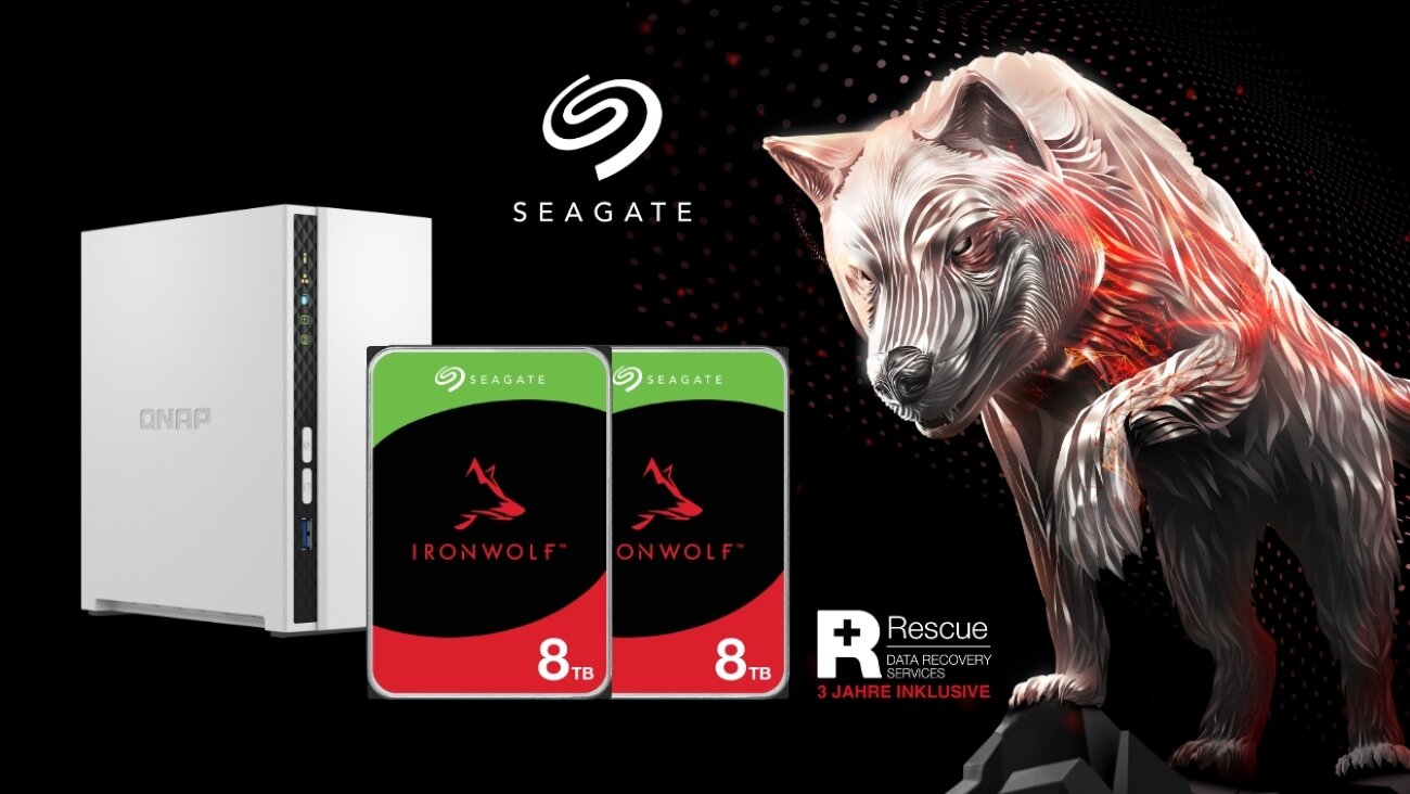 Win 2 QNAP TS-233 NAS with 2x8TB of Storage Space on Each Seagate IronWolf HDD