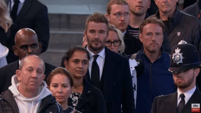 David Beckham lined up like everyone else to see Elizabeth II's coffin

