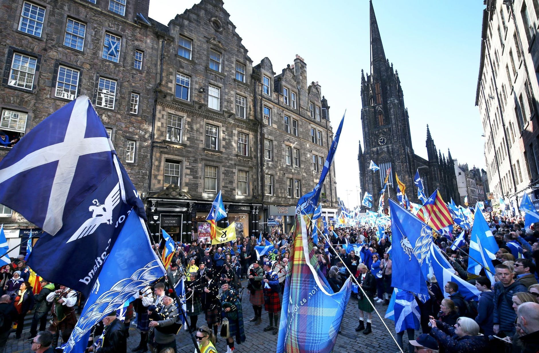 Archive - Supporters of Scottish independence attend a demonstration in Edinburgh.  